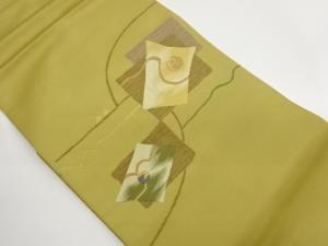 色紙に丸・抽象模様織出し名古屋帯